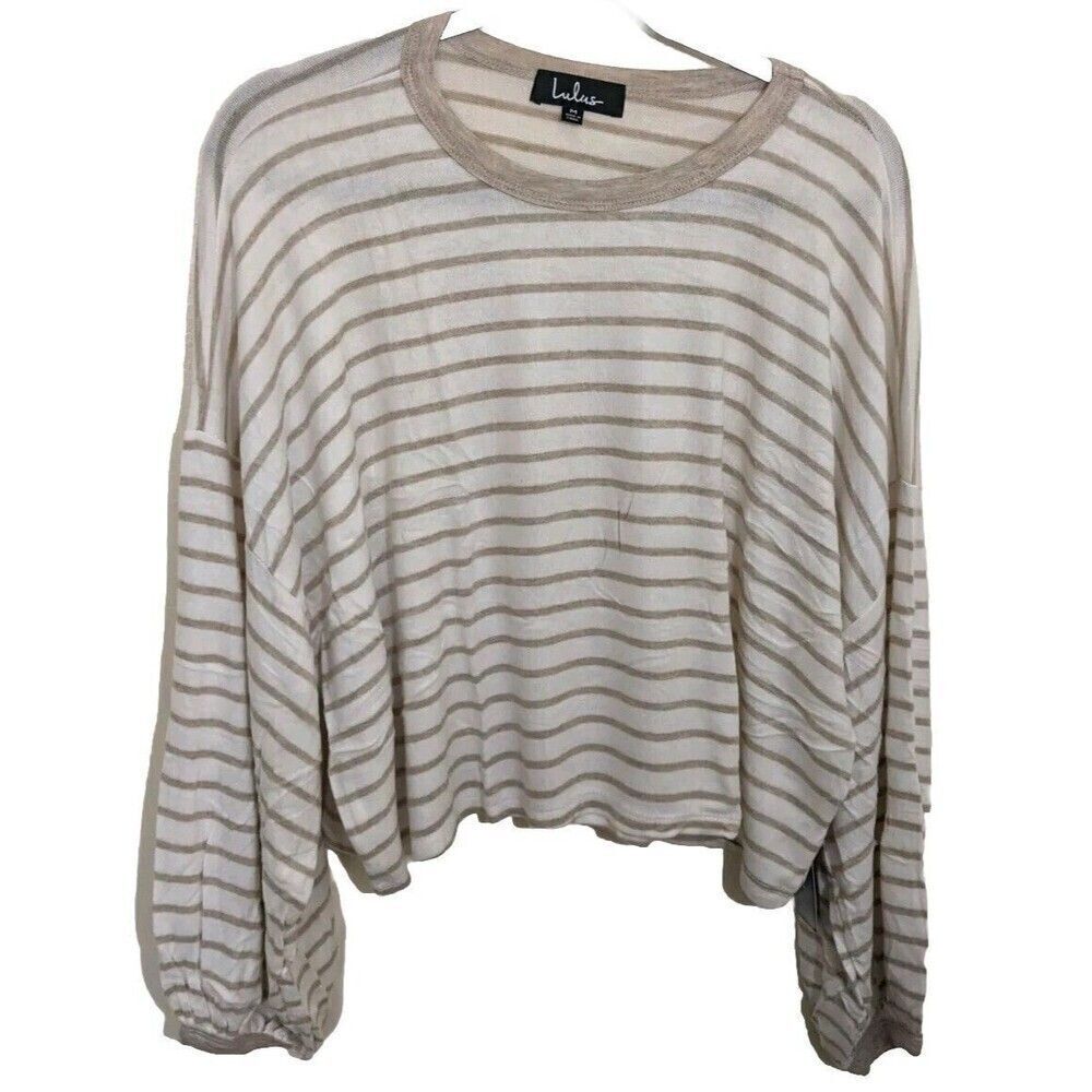 NWT Lulus Striped Long Sleeve Soft Cozy Knit Oversized Top Stretch Lounge Medium
